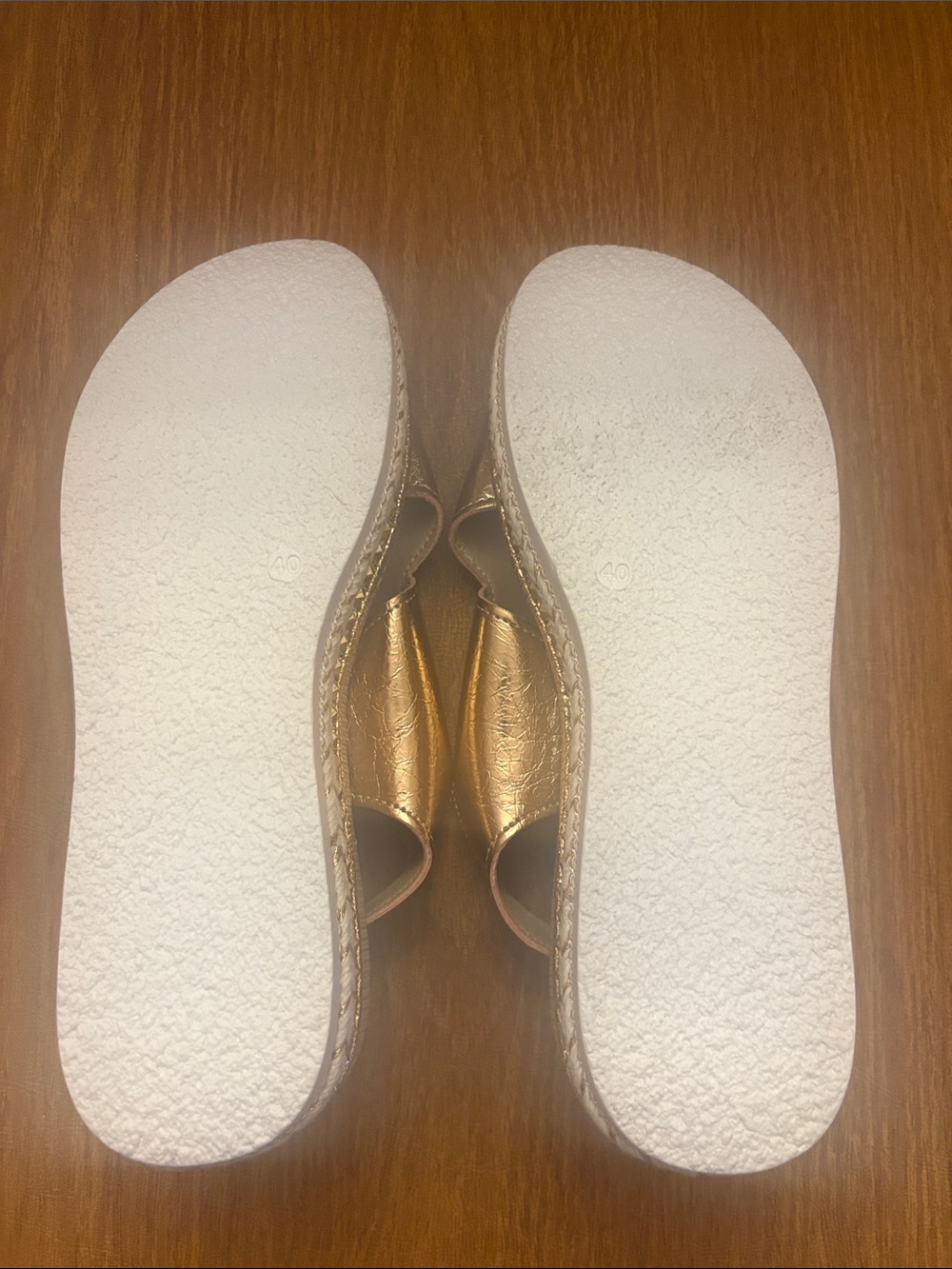 Metallic Gold Platform Espadrille Sandals - Women's Open-Toe Wedge - Picture 3 of 4